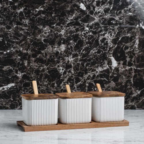 Minimalist Condiment Container Set White