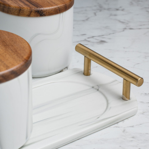 Marble Art Round Condiment Container Set 3