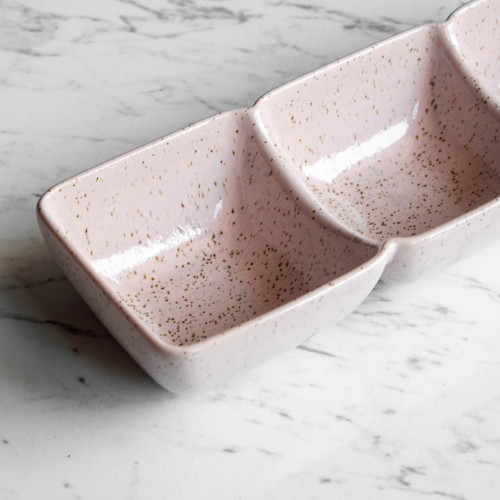 Crepe Pink Split Platter 3-Sides 15" 2