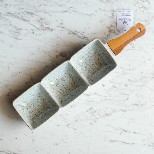 Pastel Blue Split Platter 3-Sides 15"