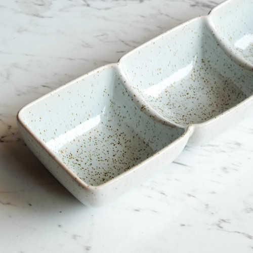 Pastel Blue Split Platter 3-Sides 15" 2