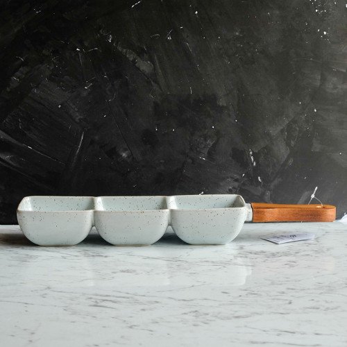 Pastel Blue Split Platter 3-Sides 15" 3