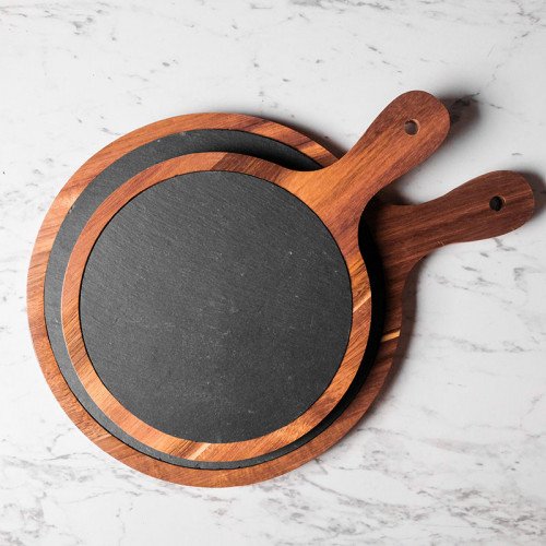 Stone and Wood Combination Platter Round 10" 5