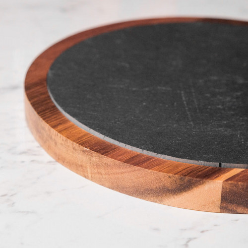 Stone and Wood Combination Platter Round 8" 2
