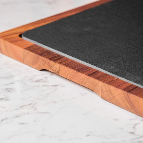 Stone and Wood Combination Long Tray 28 x 19cm 2