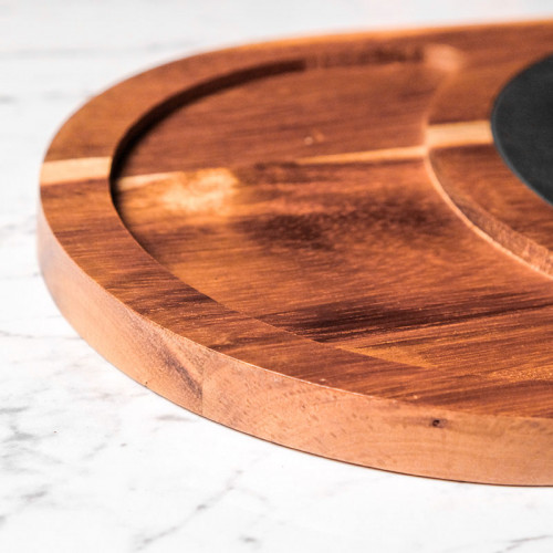 Stone and Wood Combination Oval Tray 28 x 19cm 4